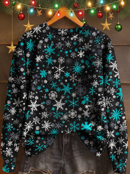 Winter Snowflake Print Long Sleeve Casual Top