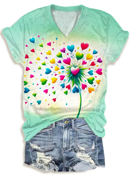 ウィスパー・オブ・ウィスダム タンポポの愛 VネックTシャツ