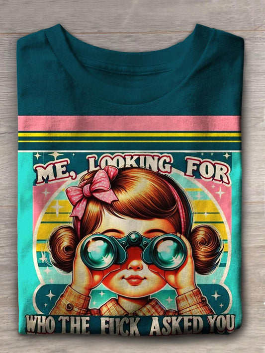 Ich suche nach dem, der euch zum Teufel gefragt hat, Mädchen, Vintage-Print-T-Shirt 