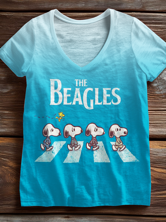 The Fun Vacation Snoopy Beagles V-neck T-Shirt