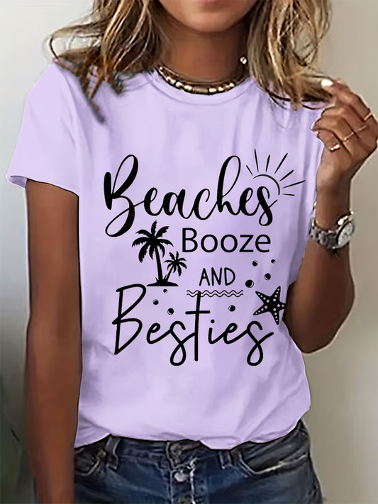 Beaches Booze & Besties Crew Neck T-shirt