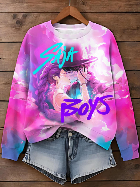 KPop Demon Hunters Printed Long Sleeve Casual Top