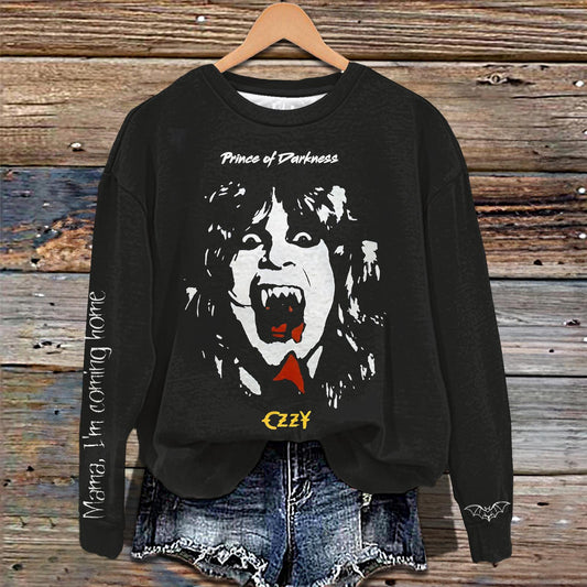 In Memory of Ozzy Osbourne Printed Long Sleeve Casual Top