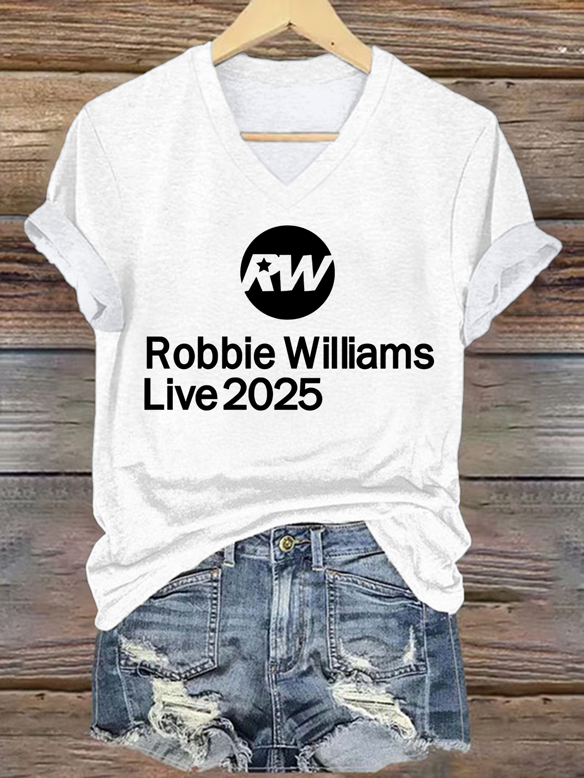 ロビー・ウィリアムズ 2025 Vネック Tシャツ