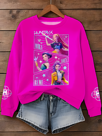 Kpop Demon Hunters Printed Long Sleeve Casual Top