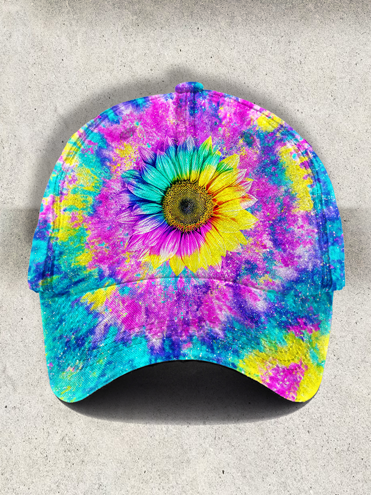 Colorful Hippie Sunflower Art Men's Print Baseball Cap