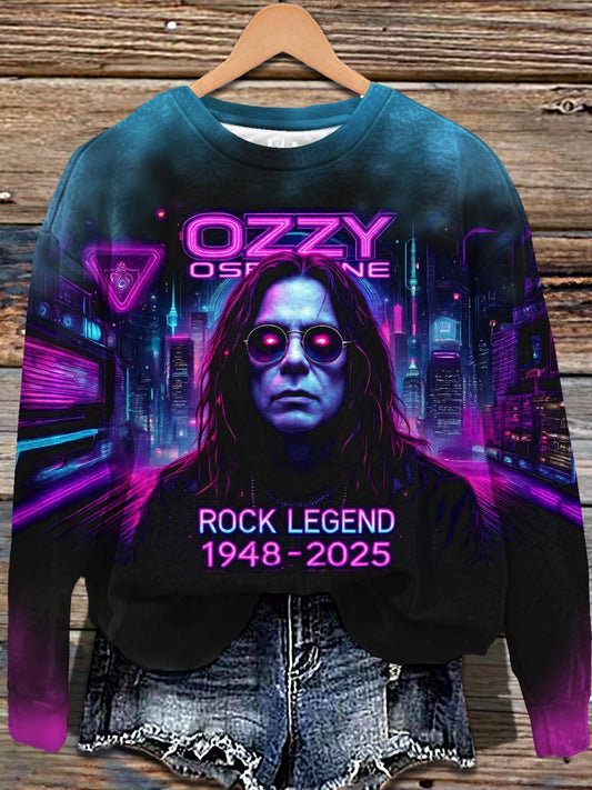 Ozzy Osbourne Printed Long Sleeve Casual Top