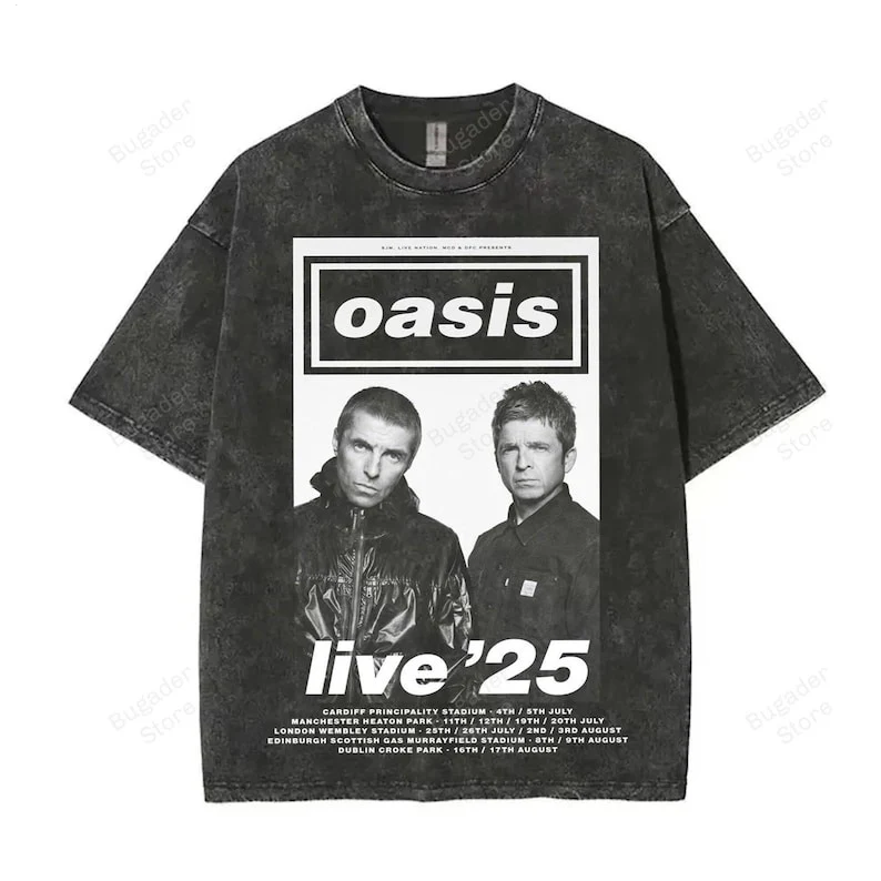 Oasis Muisc Fans Washed Cotton Crew Neck T-Shirt