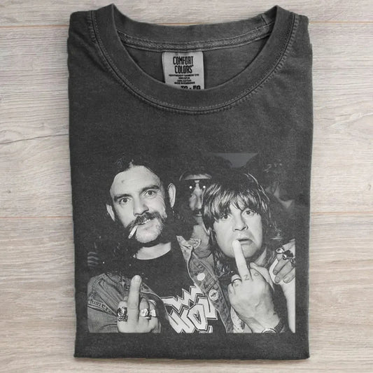 Lemmy and Ozzy Middle Finger Heavy Metal Fan T-shirt