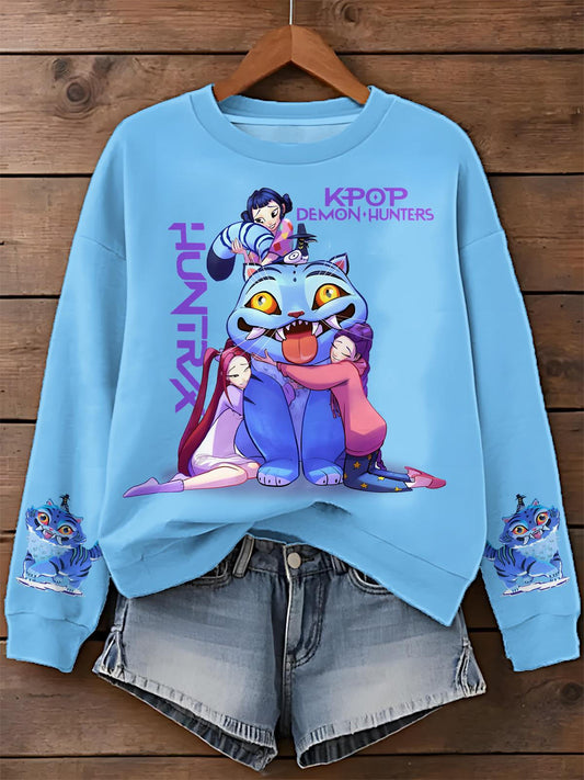 KPop Demon Hunters Printed Long Sleeve Casual Top