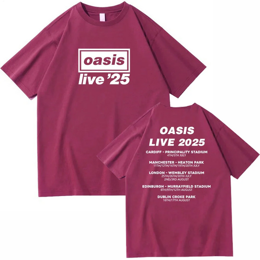 Oasis 2025 Tour Band Fans Crew Neck T-shirt