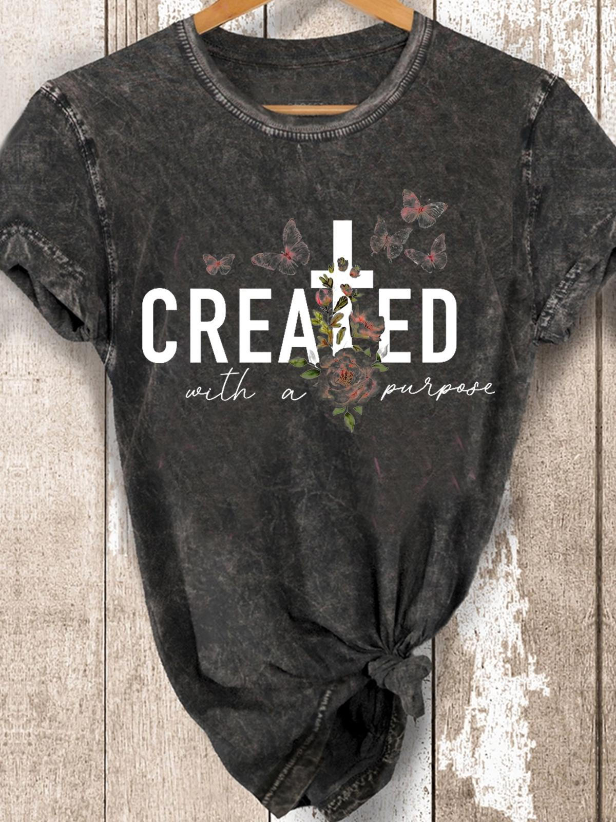 Created With A Purpose Print Unisex Short Sleeve Washed T-Shirt