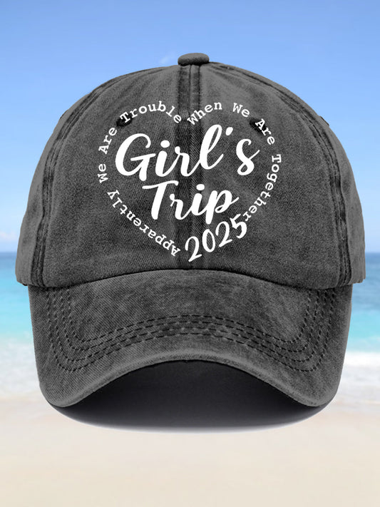 Baseballkappe mit „Travel 2025“-Print für Mädchen