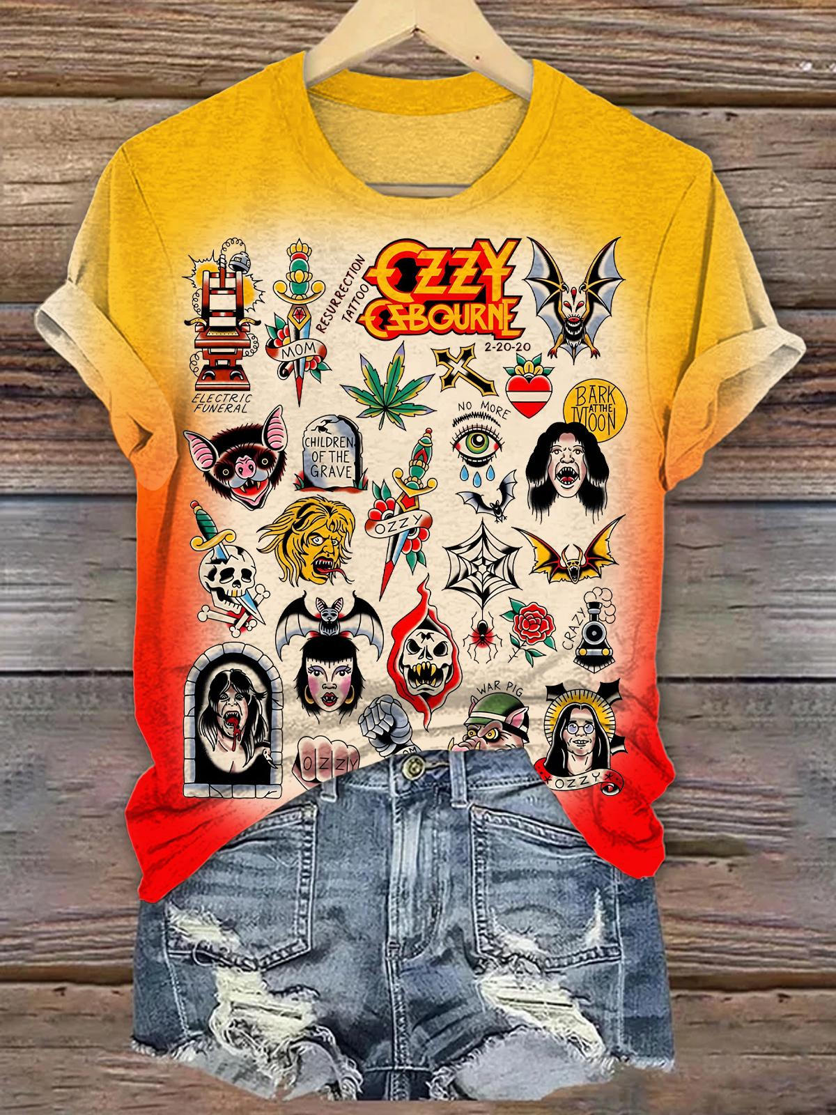 Ozzy Osbourne Cartoon Crew Neck T-shirt