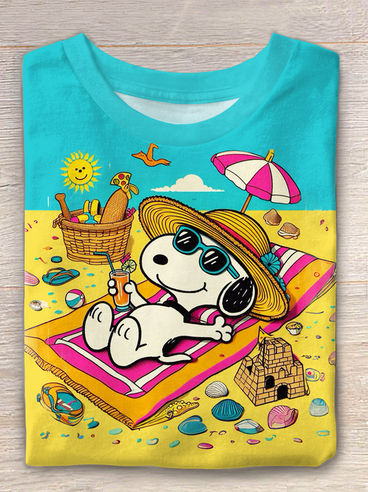 Fun Lazy Island Vacation Snoopy Crew Neck T-shirt