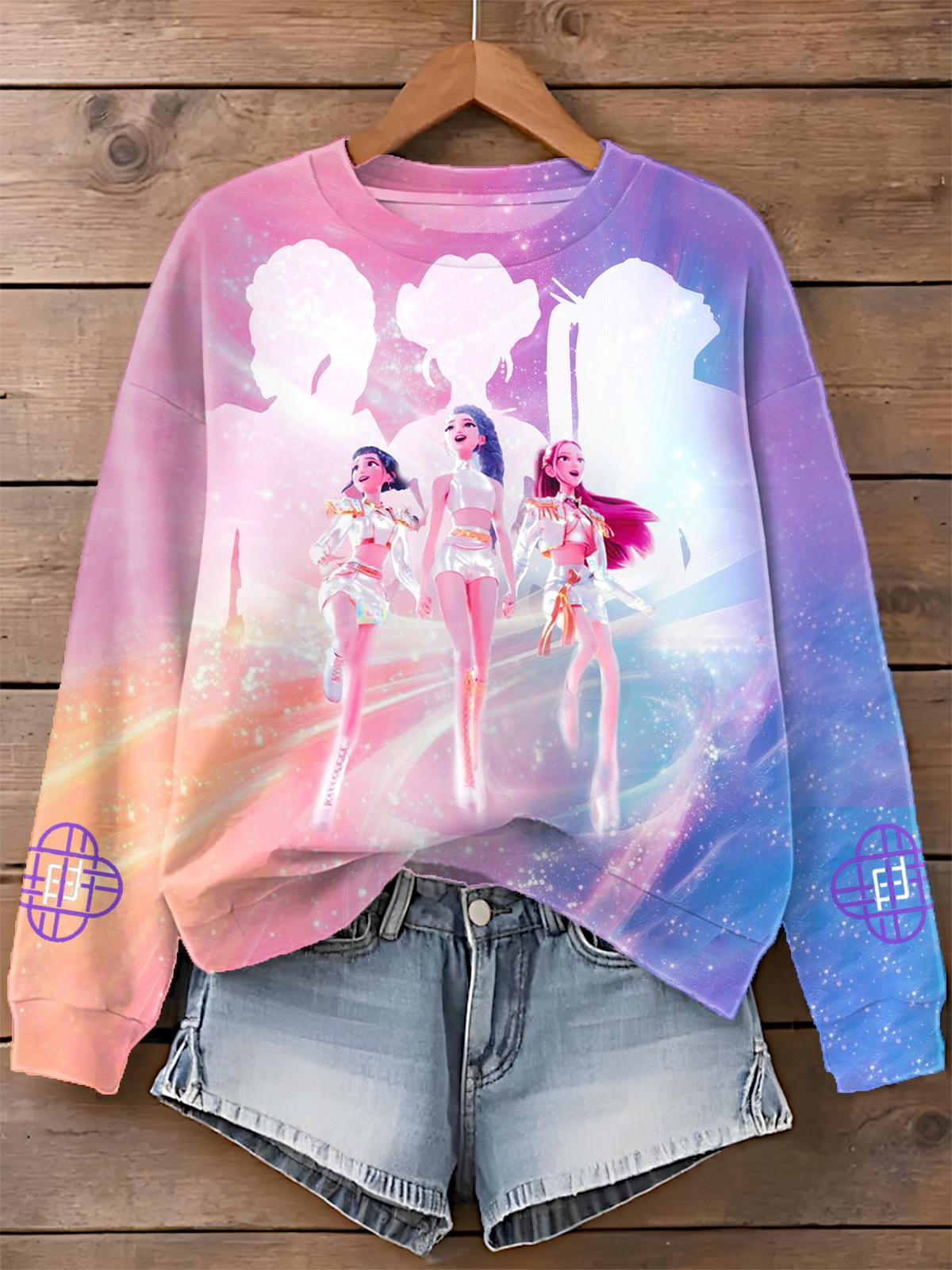 Demon hunter Printed Long Sleeve Casual Top