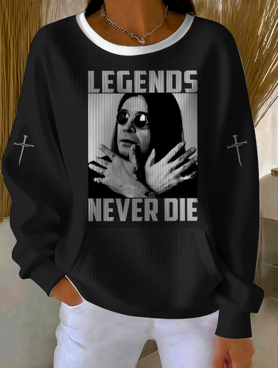 Women's Ozzy Osbourne Art Printed Crew Neck Pocket Sweatshirt