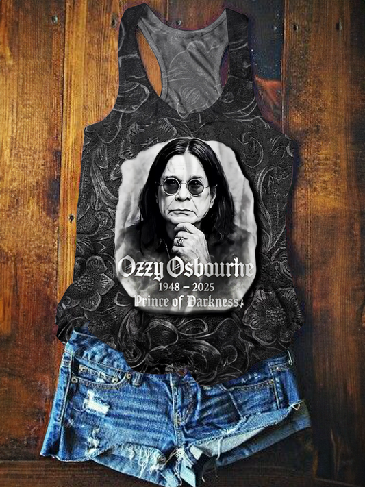 Ozzy Osbourne Tribute Printed Casual Tank Top
