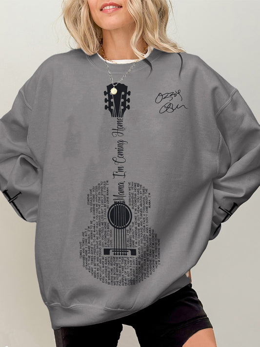 Ozzy Osbourne Music Printed Long Sleeve Casual Top