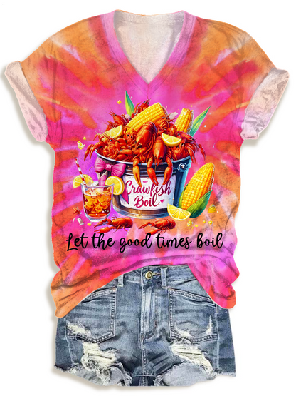 Crawfish Watercolor V-neck T-Shirt