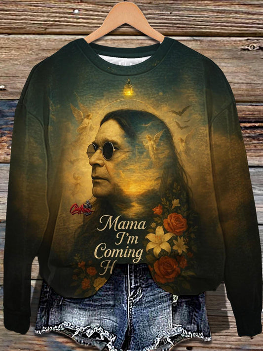Ozzy Osbourne Retro Printed Long Sleeve Casual Top