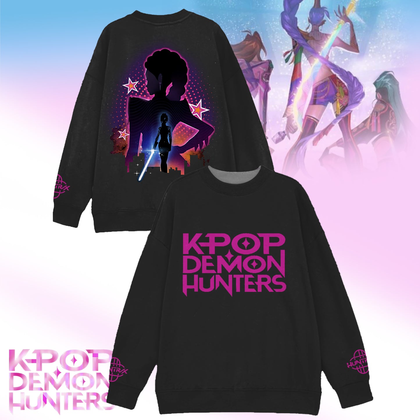 Devil Hunter Double Aided Print Long Sleeve Casual Top