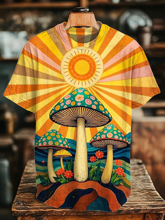 Peace Love Hippie Art Print Crew Neck T-shirt