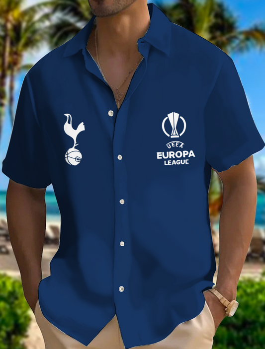 Tottenham Hotspur 2025 Football Fan Celebration Men's Cuban Collar Short Sleeve Shirt