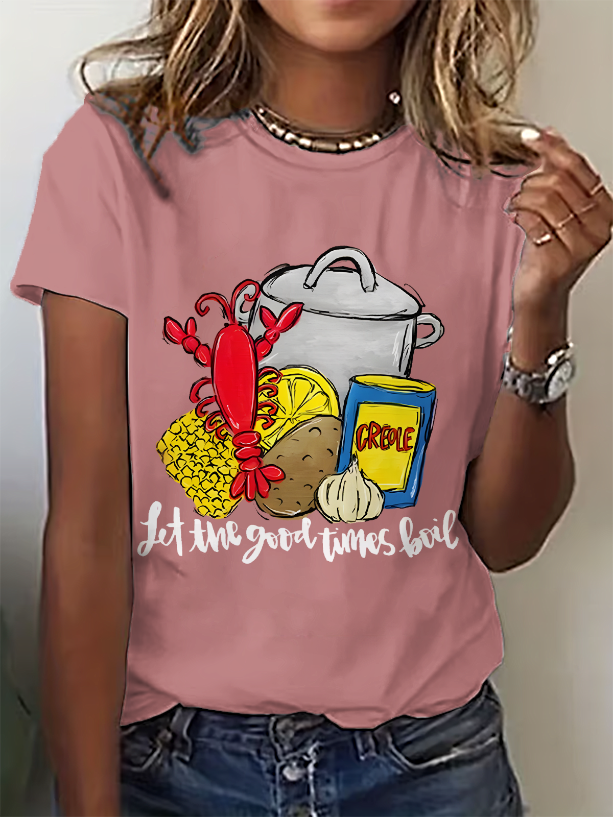 Funny Crawfish Crew Neck T-shirt