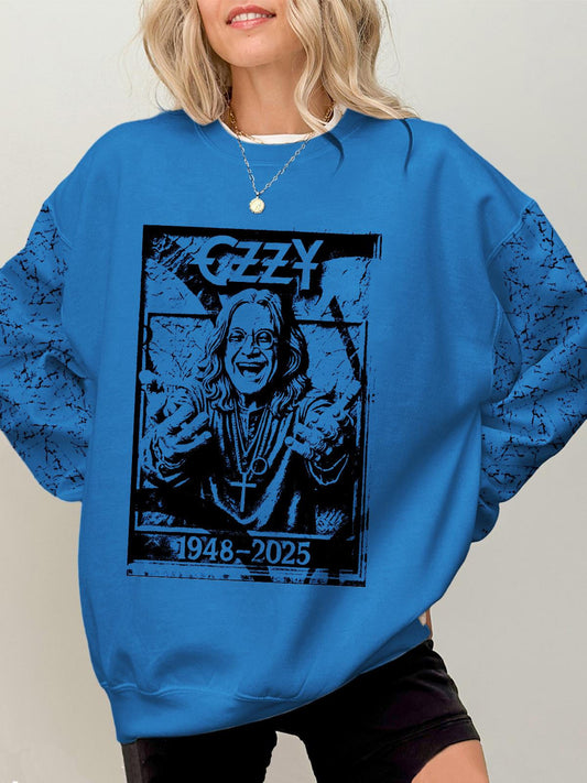 Ozzy Osbourne Printed Long Sleeve Casual Top