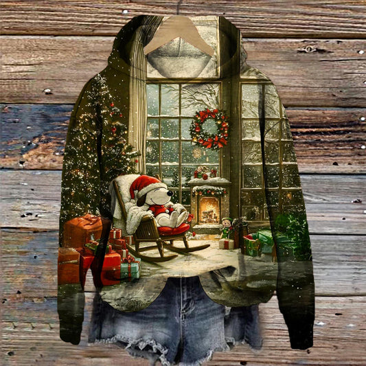 Christmas Snoopy Long Sleeve Printed Hoodie