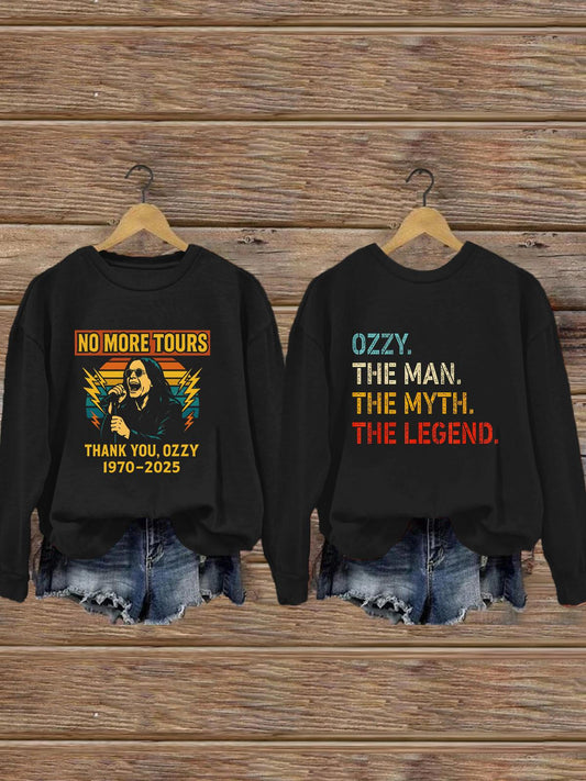 Ozzy Osbourne Retro Printed Long Sleeve Casual Top