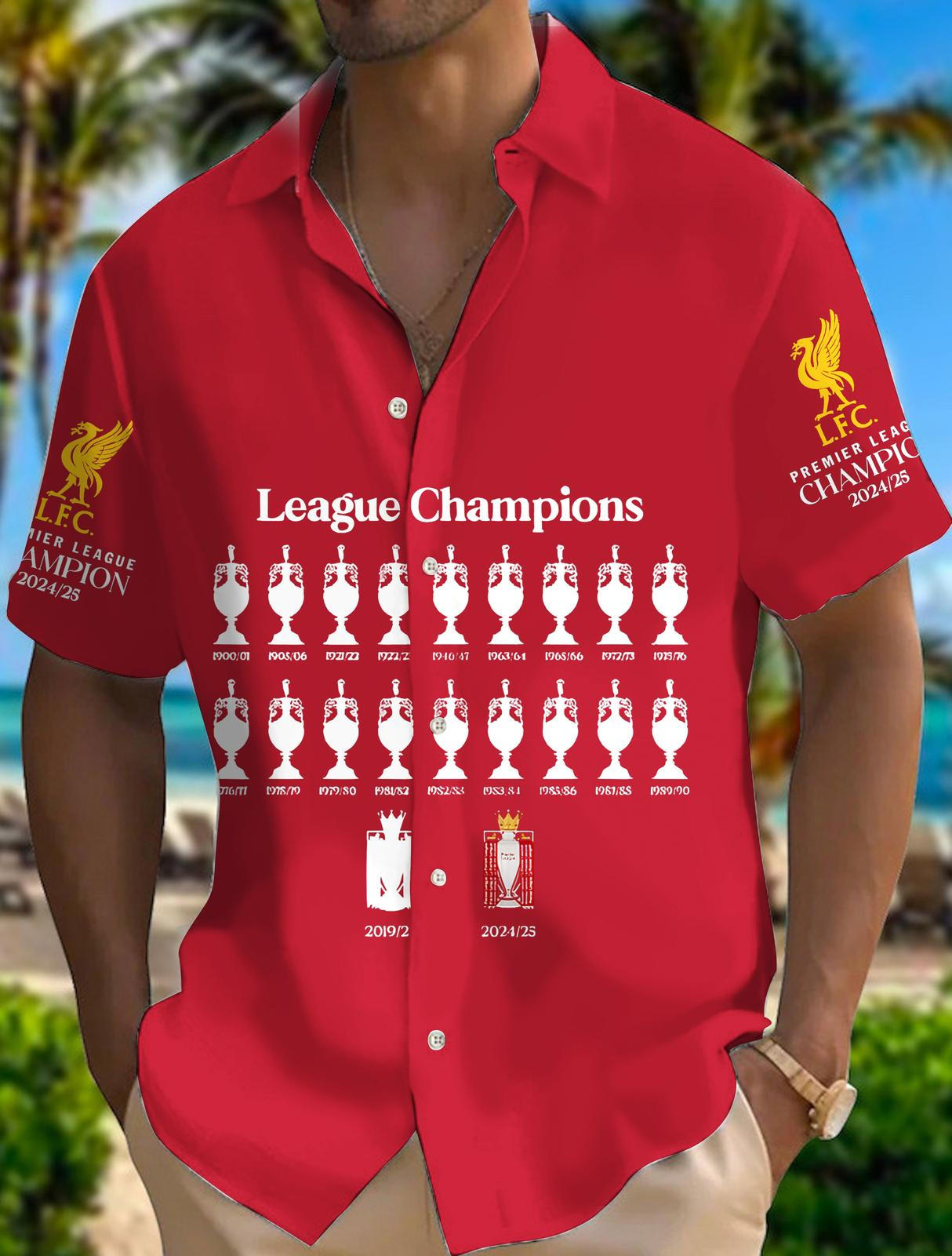 Men's Liverpool Champions Of England 2025 Short Sleeve Shirts