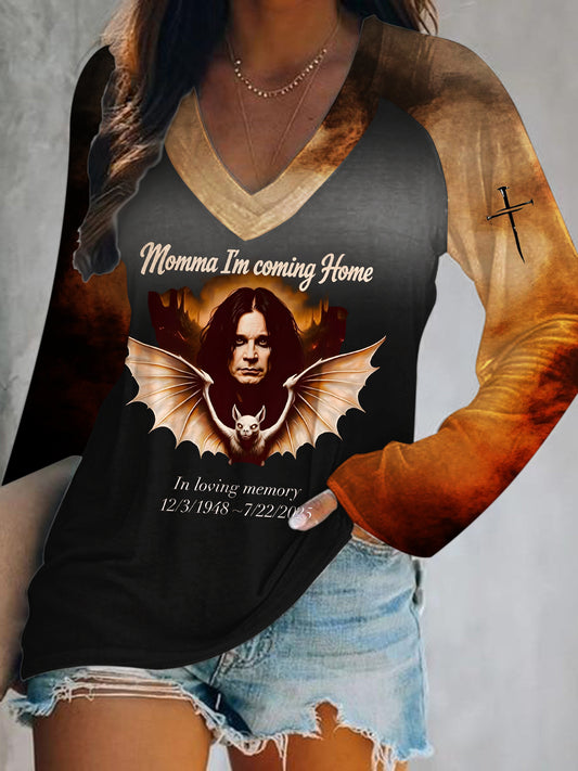 Ozzy Osbourne Art Print V-Neck Long Sleeve Top
