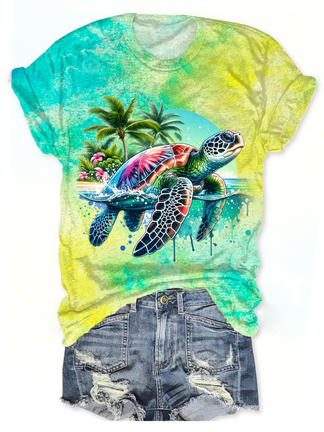 Beach Vibes And Sea Turtle V-neck T-Shirt