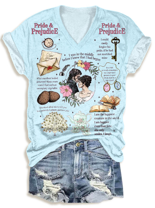 Pride And Prejudice Quotes V-neck T-Shirt