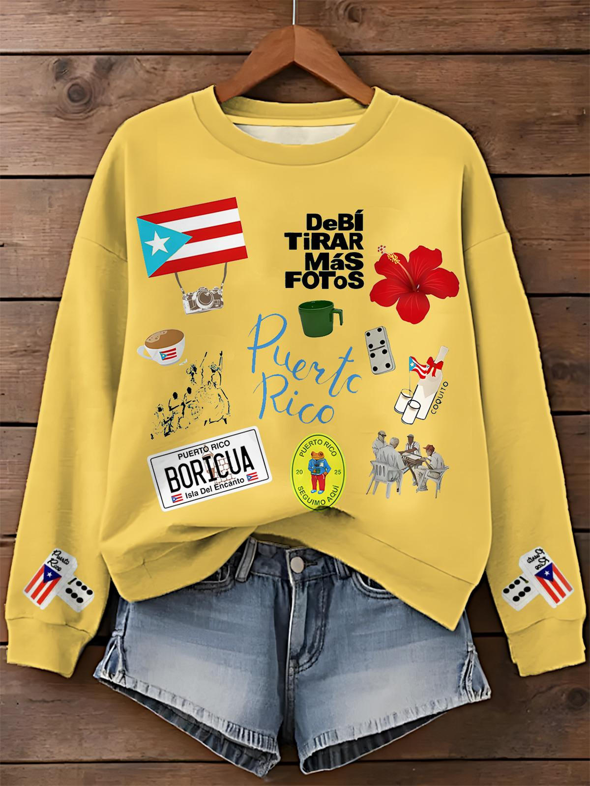 Bad Bunny Dtmf Puerto Rico Printed Long Sleeve Casual Top