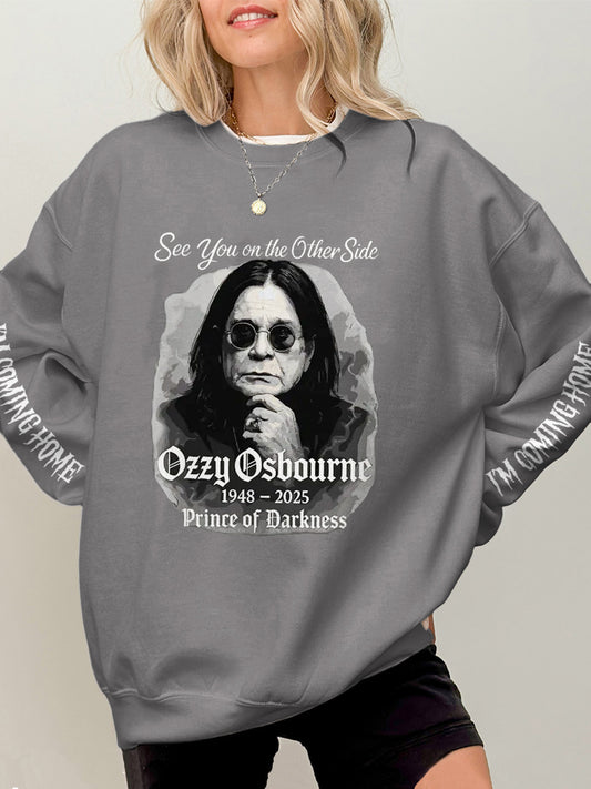 Ozzy Osbourne Printed Long Sleeve Casual Top