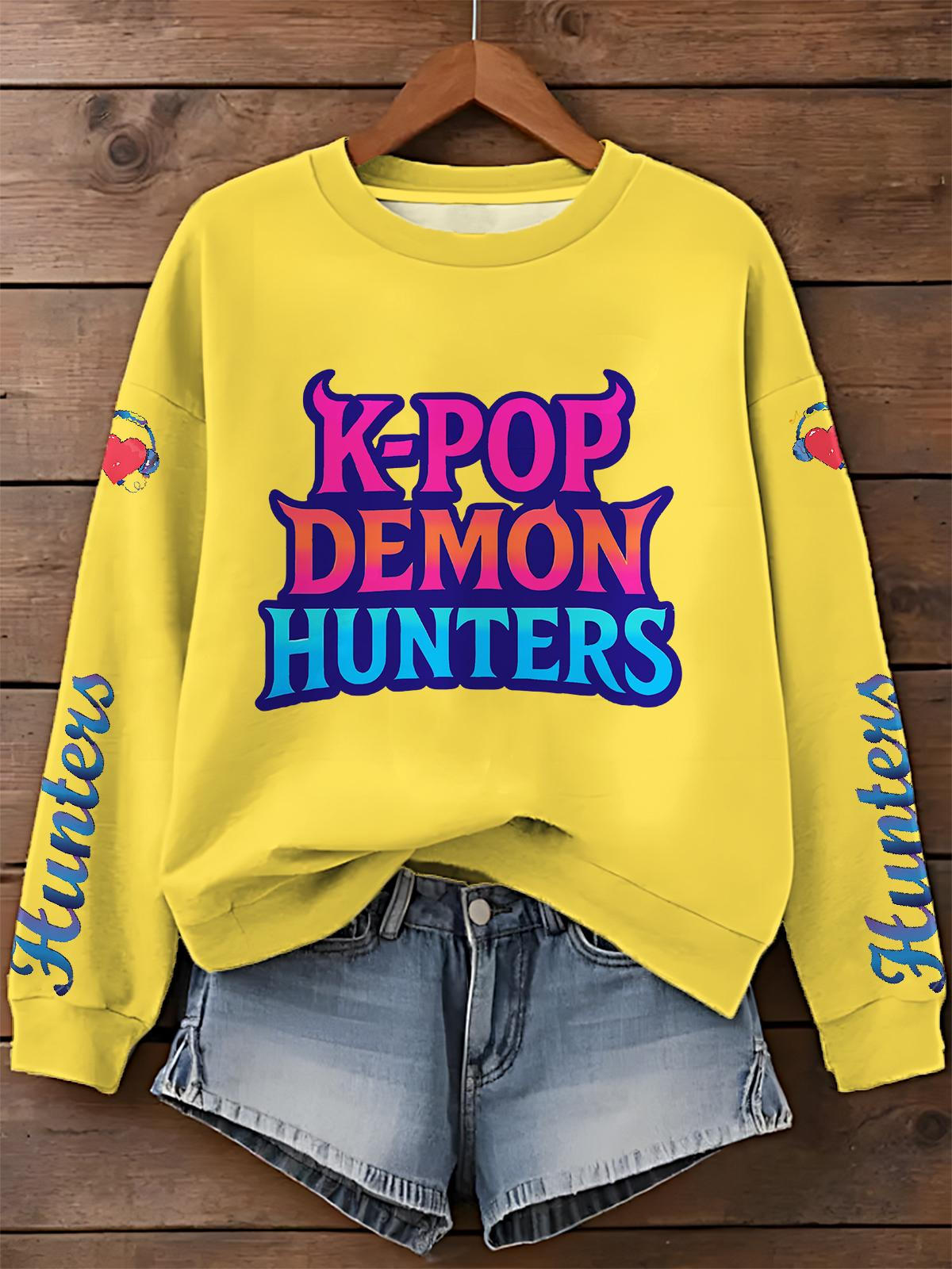 Demon Hunter Printed Long Sleeve Casual Top