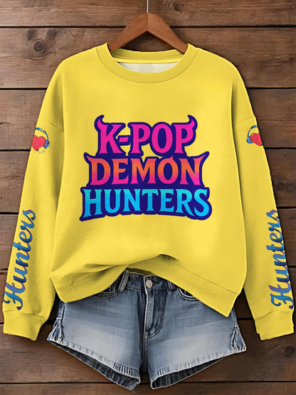 Demon Hunter Printed Long Sleeve Casual Top
