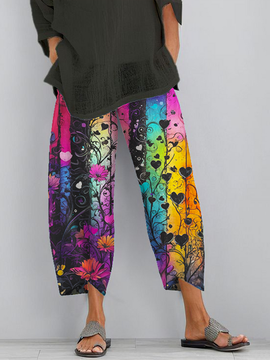 Colorful Hippie Love And Flowers Women's casual trousers