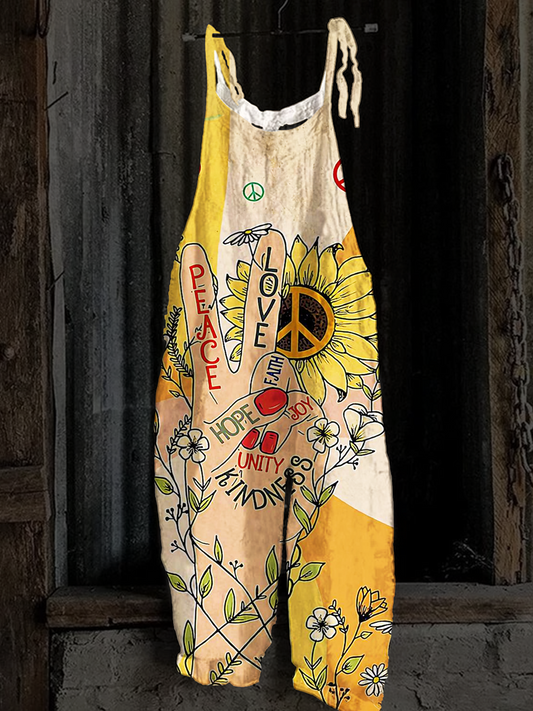 Vintage Hippie Love Peace Art Women's jumpsuits