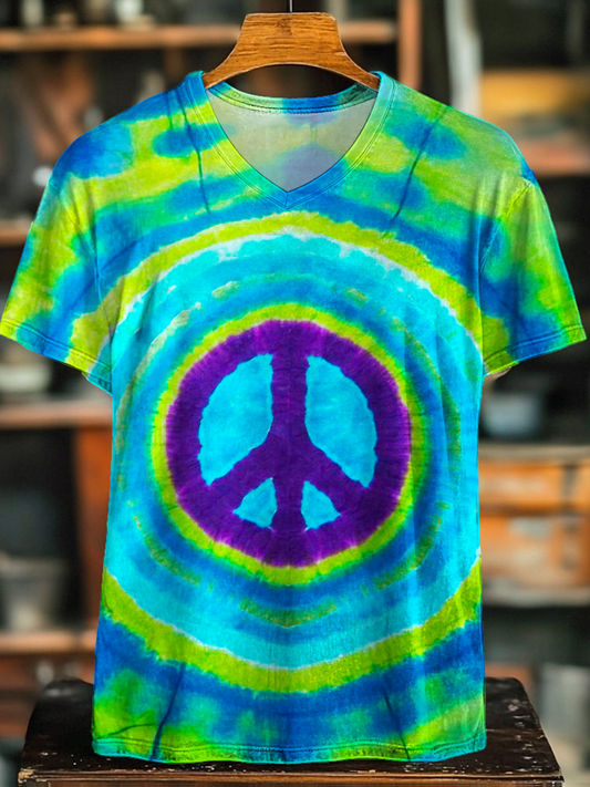 Tie Dye Colorful Hippie Peace Art V-neck T-Shirt