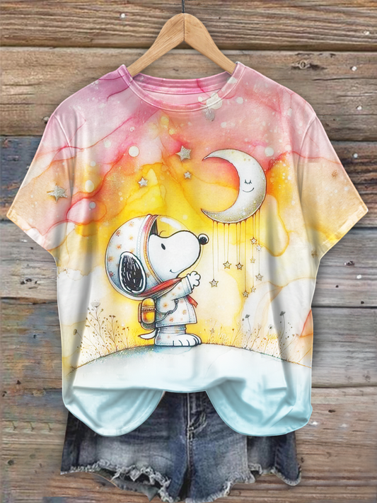 Fun Vacation Snoopy Planet Cruise Crew Neck T-shirt