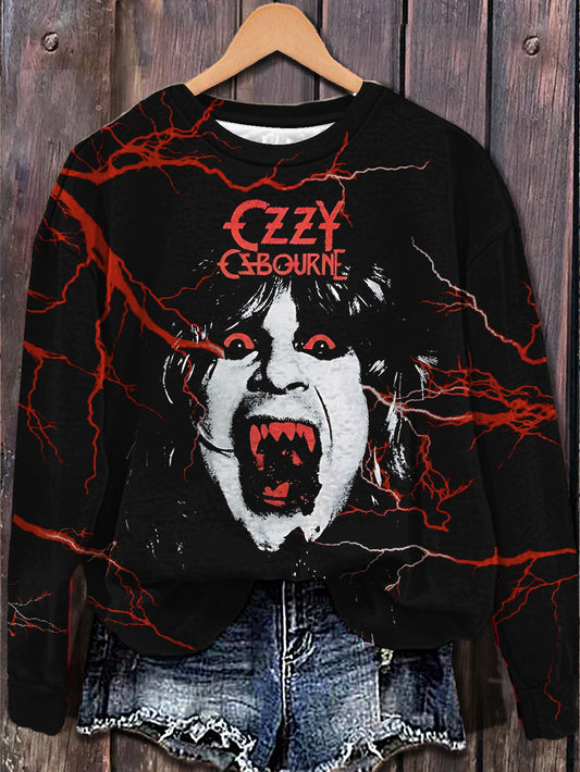 Ozzy Osbourne Printed Long Sleeve Casual Top