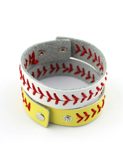 Baseball Softball Stitched Leather Sports Bracelet