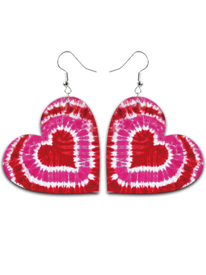 Tie-dyed Leather Heart Earrings