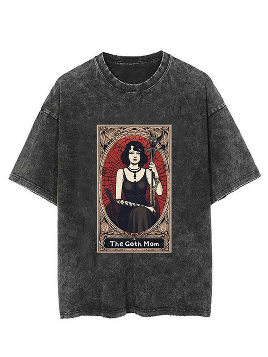 Tarot Cards Dark Scepter Girl Unisex Short Sleeve Washed T-Shirt