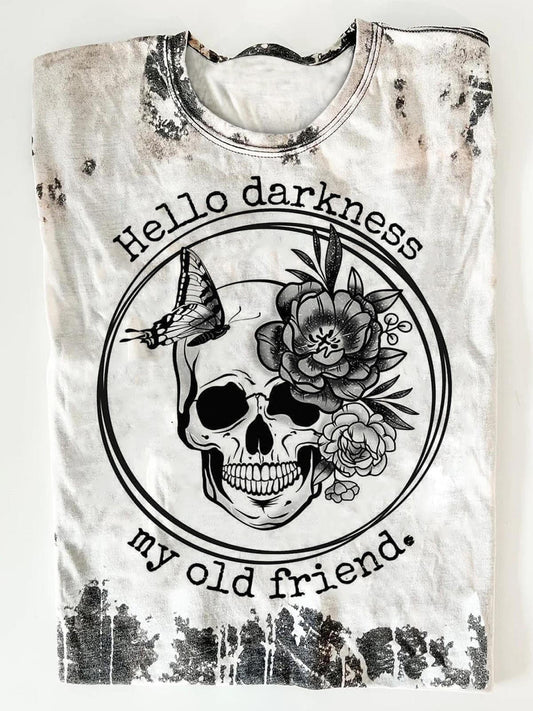 Hello Darkness My Old Friend Skull Tee