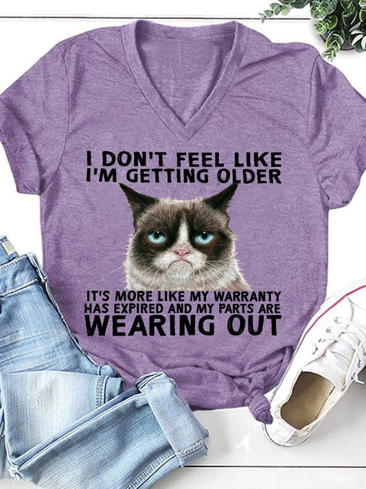 Funny Qoute Grumpy Cat V-Neck Short Sleeve T-Shirt